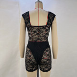 EVE Tight See Through Embroider Romper GPBY-15118