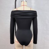 EVE Solid Color V Neck Patchwork Bodysuit GPBY-16352