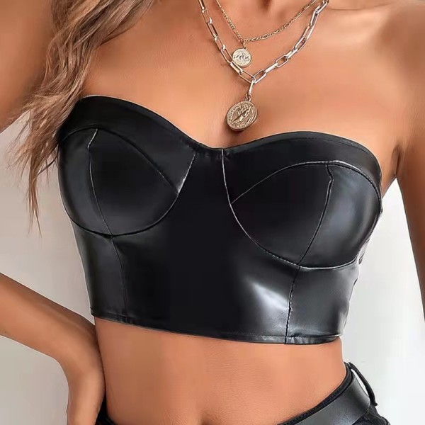 EVE Solid Color Glossy PU Leather Vest GPBY-2122