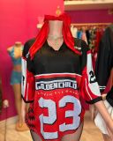 EVE Pre Order: About 7 work days shipping V Neck Loose Letter Print T Shirt YUEM-600601