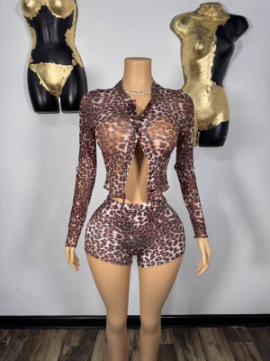 EVE Pre Order: About 7 work days shipping Fashion Leopard Print Skinny Short Suit YUEM-600602