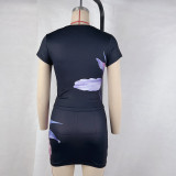 EVE Short Sleeve Print Two Piece Skirts Set GPBY-15452