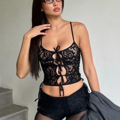 EVE Lace See Through Tie Up Small Vest GPBY-15414