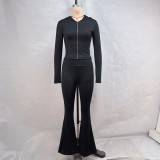 EVE Long Sleeve Hooded Tops And Flare Pants Suit GPBY-15986