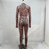 EVE Leopard Print Crop Tops Two Piece Pants Set GPBY-15749