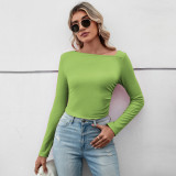 EVE Solid Color O Neck T Shirt GYSQ-WCCH0320