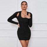 EVE Long Sleeve Solid Color Slim Mini Dress GYSQ-WDCG2710