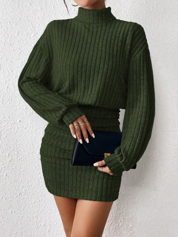 EVE Long Sleeve High Neck Solid Dress GYSQ-NDEH2460