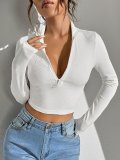 EVE Long Sleeve Knits Zipper T Shirt GYSQ-CTDH1330