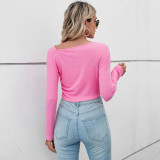 EVE Solid Color O Neck T Shirt GYSQ-WCCH0320