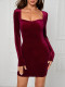 EVE Velour Solid Color Bodycon Dress GYSQ-CDDI0840