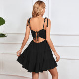 EVE Solid Color Sleeveless Sling Mini Dress GYSQ-CDCL0730