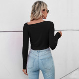 EVE Solid Color O Neck T Shirt GYSQ-WCCH0320