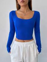 EVE Solid Color Long Sleeve T Shirt GYSQ-ZTDH0870
