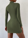 EVE Solid Color Slim High Neck Mini Dress GYSQ-NDEH2510
