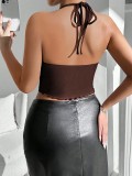 EVE Halterneck Solid Color Backless Vest GYSQ-XVEG1790