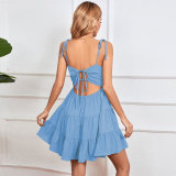 EVE Solid Color Sleeveless Sling Mini Dress GYSQ-CDCL0730