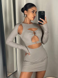 EVE Hollow Out Long Sleeve Mini Dress GYSQ-ZDDJ0990