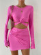 EVE Solid Color T Shirt Skirt Two Piece Set GYSQ-ZUDH0150