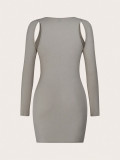 EVE Hollow Out Long Sleeve Mini Dress GYSQ-ZDDJ0990