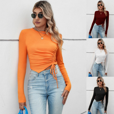 EVE Long Sleeve Drawstring Pleated T Shirt GYSQ-WCCG2820