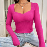 EVE Solid Color Long Sleeve Slim T Shirt GYSQ-CTDH1020