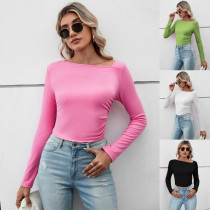 EVE Solid Color O Neck T Shirt GYSQ-WCCH0320