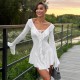 EVE Ruffle Neck Tie Flare Sleeve MIni Dress GPBY-15982