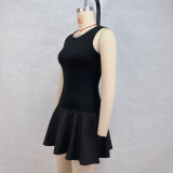 EVE Solid Color Sleeveless Splicing Mini Dress GPBY-15784