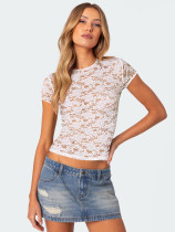 EVE Lace Short Sleeve Hollow Out Tops GPBY-15793