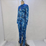 EVE Print Hollow Out Backless Jumpsuit GPBY-14598