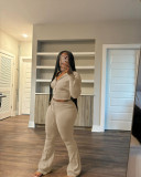 EVE Fashion Knits Hooded Sport Sweater Two Piece Pants Set NYF-8186