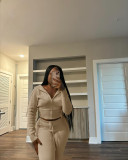 EVE Fashion Knits Hooded Sport Sweater Two Piece Pants Set NYF-8186