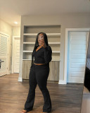 EVE Fashion Knits Hooded Sport Sweater Two Piece Pants Set NYF-8186