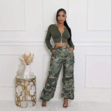 EVE Camouflage Print Loose Straight Pants GSMJ-6976