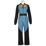 EVE Denim Patchwork Sport Jacket Pants Suit AIL-302