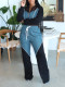 EVE Denim Patchwork Sport Jacket Pants Suit AIL-302