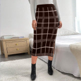 EVE Plaid Print Split Half Body Skirt GDAM-1029