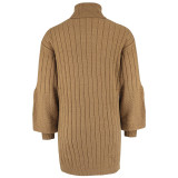 EVE Solid Color High Collar Sweater Dress GDAM-7187