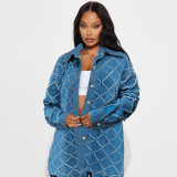 EVE Plaid Print Long Sleeve Loose Pants Suit GDAM-218571
