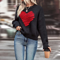 EVE Loose Peach Heart Long Sleeve Sweater GDAM-1015