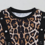 EVE Plus Size Leopard Print Long Sleeve Pants Suit NY-10958