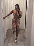 EVE Pre Order: About 7 work days shipping Leopard Print Sexy Mesh Seven-point Pants Suit YUEM-700720
