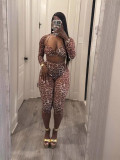 EVE Pre Order: About 7 work days shipping Leopard Print Sexy Mesh Seven-point Pants Suit YUEM-700720