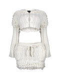 EVE Solid Color Knits Crop Tops And Skirt Suit YWXS-XS-XSL44900
