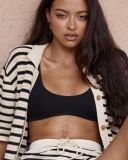 EVE Stripe Knits Hollow Out Two Piece Shorts Set MDF-5505