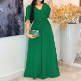 EVE Solid Color Tie Up Split Maxi Dress GYLY-10579
