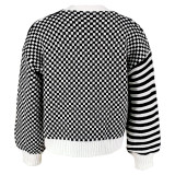 EVE Plaid Patchwork Stripe Knits Coats GDAM-1027