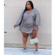 EVE Plus Size V Neck Loose Sequin Mini Dress GCNF-352