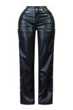 EVE Fashion Slim Hollow Out PU Leather Pants GSMJ-6979